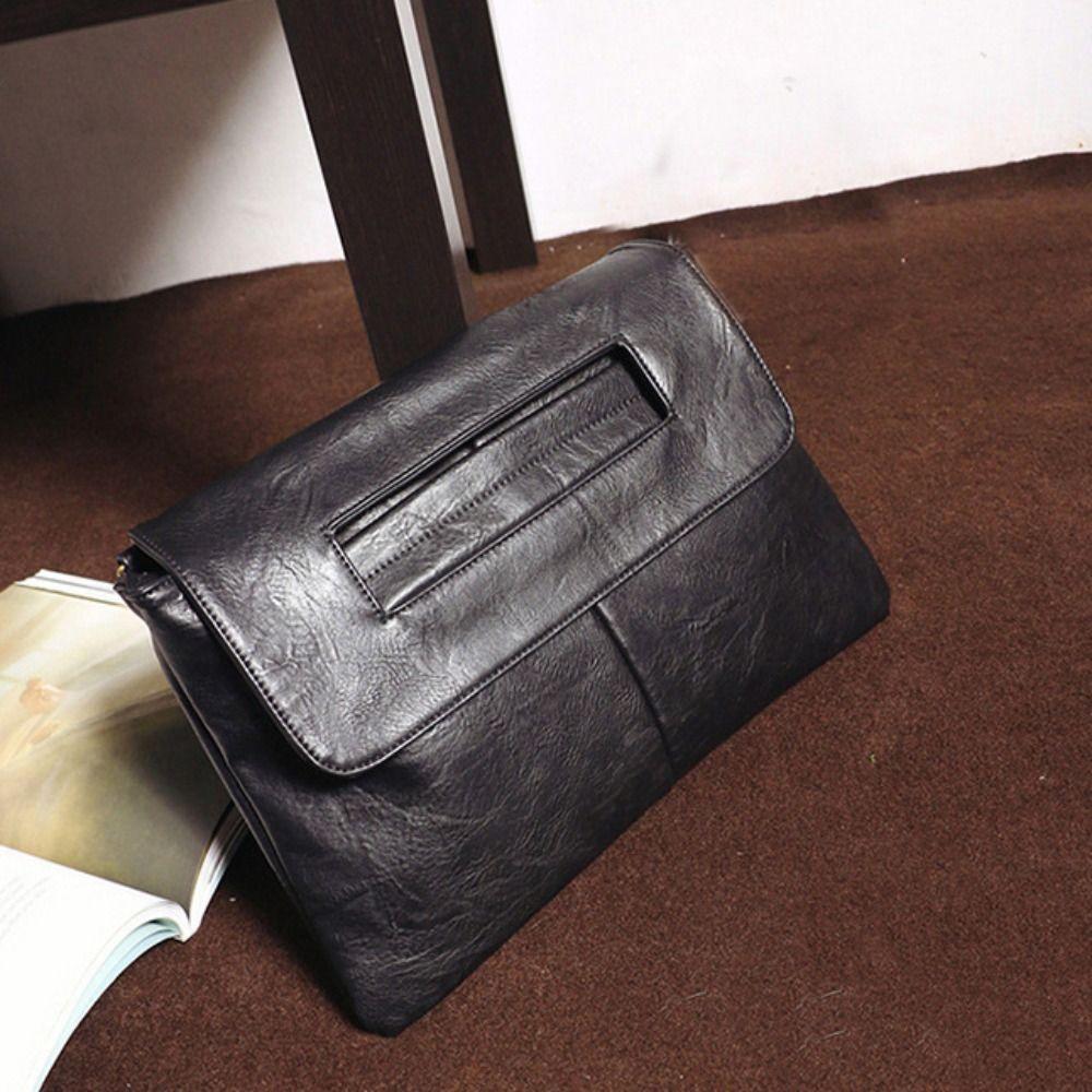 Zipper PU Leather Envelope Handbag Pure Color Handheld Evening Banquet Bag  Shopping