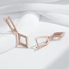 Geometric Oval Rectangle Full Natural Zircon Hoop Earrings For Women  Rose Gold Color Daily Fine Elegant Female Jewelry