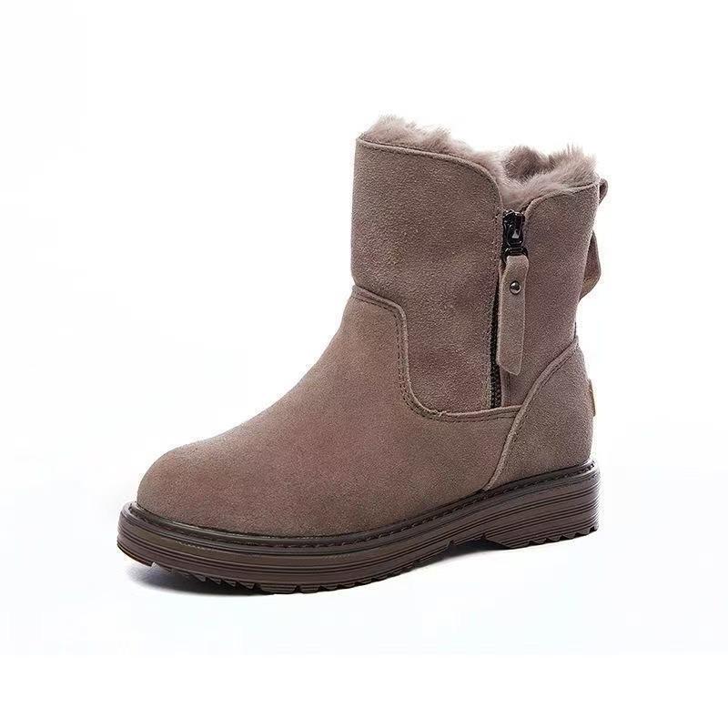 New Winter Fur Integrated Versatile Women's Cotton Shoes Piled Warm Thickened Cold-proof and Frost-resistant Snow Boots Women