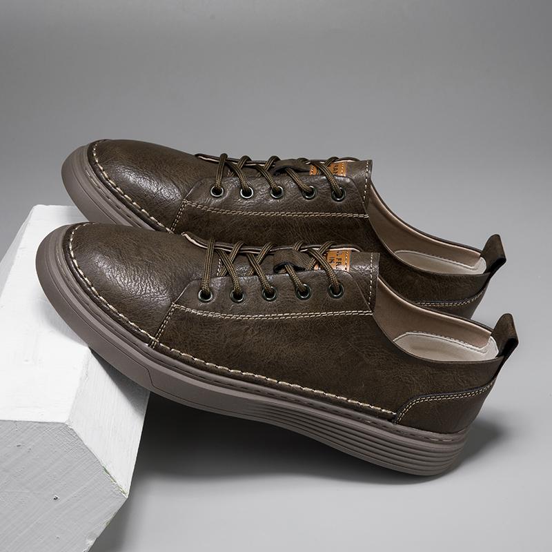 Zapatos de Hombre de Cuero Genuino Zapatos Casuales para Hombre Zapatillas de Moda Zapatos de Diseñador Cómodos para Hombre Planos Antideslizantes con Cordones Lisos Brogue