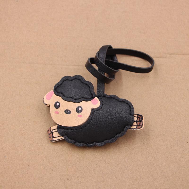Cute Cartoon Sheep Shaped Bag Charm Waterproof PU Leather Pendant for Backpacks Handbags Keys Party Decor Accessory