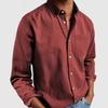 2024 European & American Men's Retro Solid Color Lapel Long Sleeve Shirt