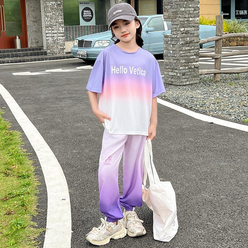 Girls' Trendy Summer Street Style Set, Sporty Fashion for Ages 8-9