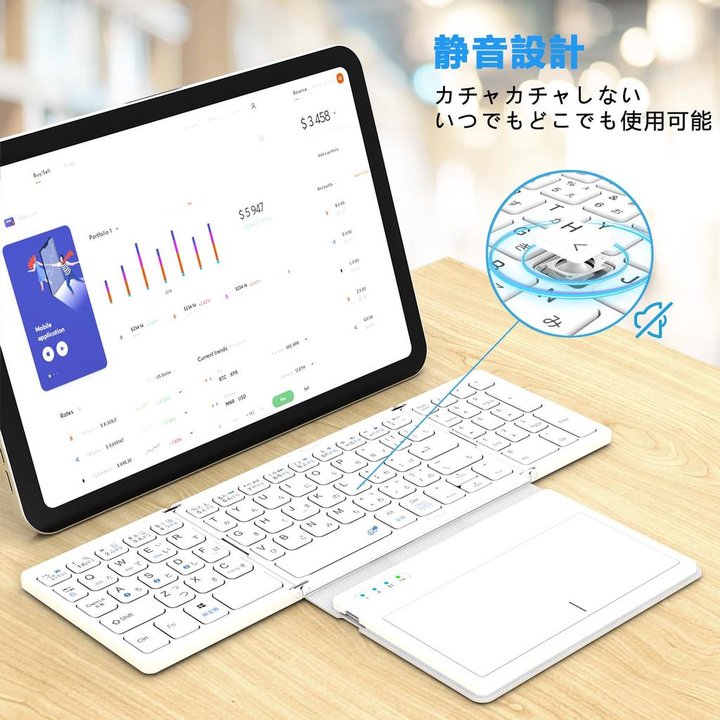 Omikamo Wireless Grande Touchpad e Numérico Japonês iPad Wireless Compatível com Computador Mac Manual de Instruções Japonês Teclado, Dobrável,