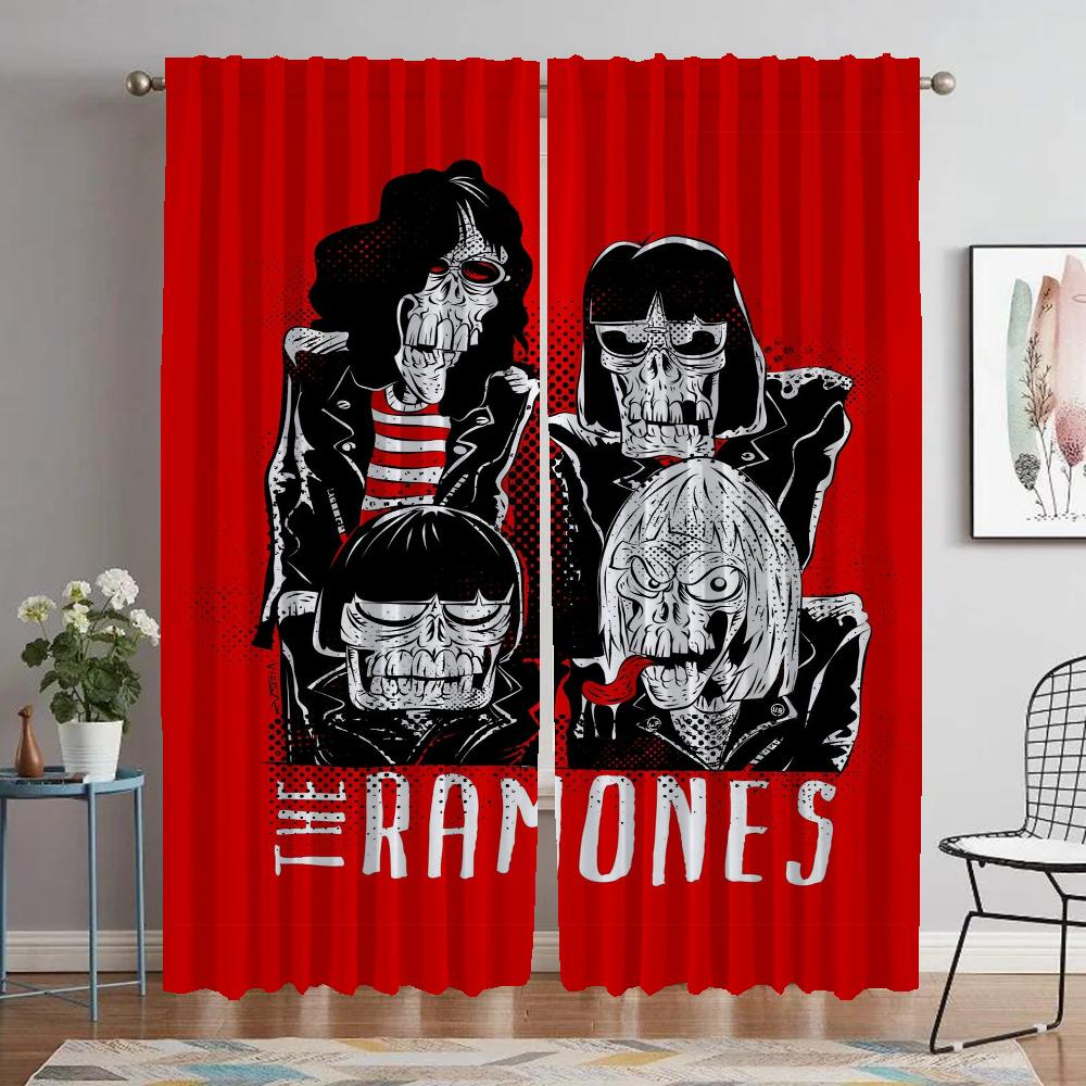 Ramones Curtains Child Room Curtains for Bedroom Shades Blackout Curtain for Room 2 Panel Halloween Decoration Partition Living