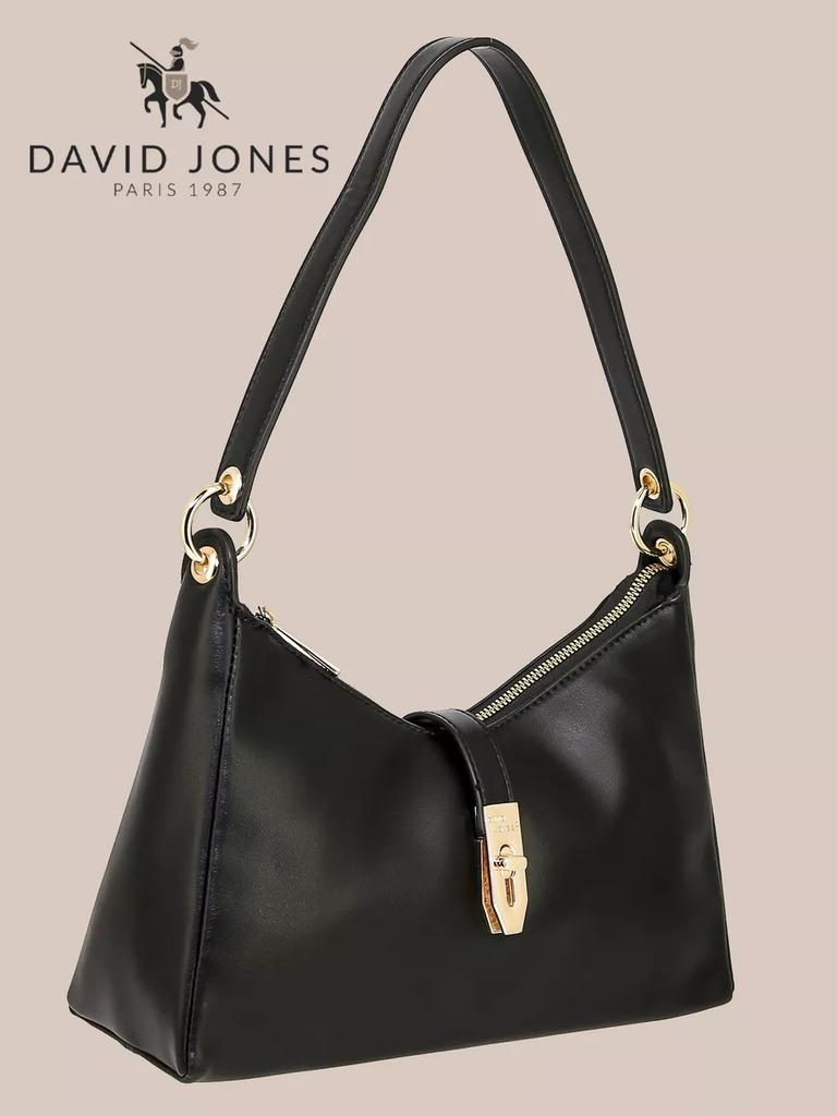 David Jones women's shoulder bag, black eco-leather