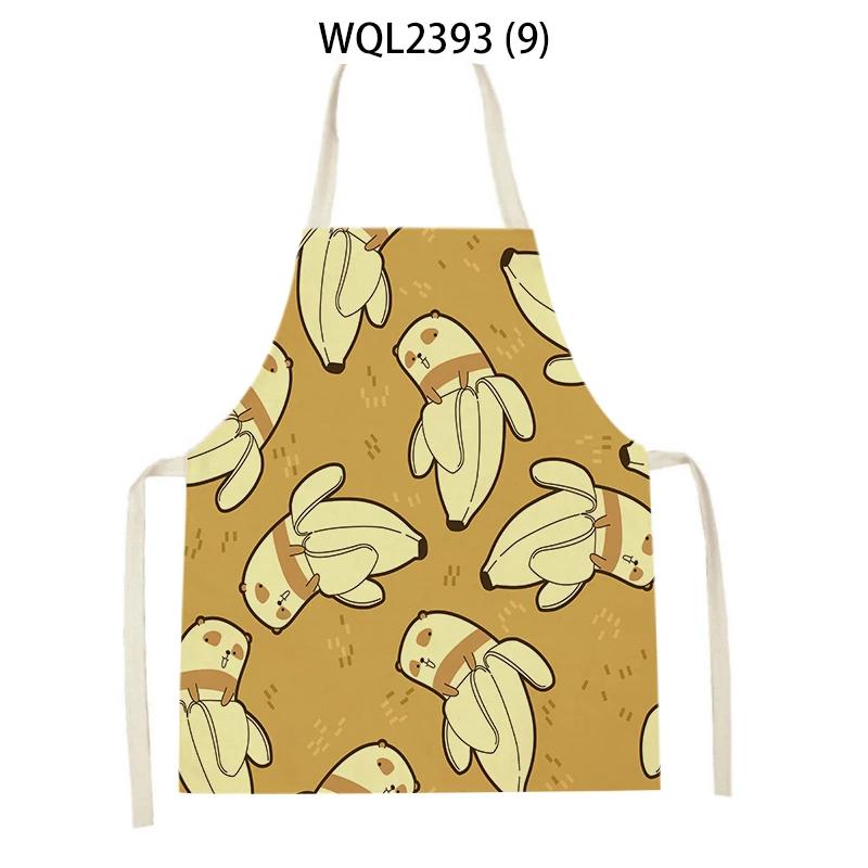 Home Kitchen Cooking Aprons Lovely Animal Bears Printed Sleeveless Linen Colorful Aprons for Men Women Baking Accessories