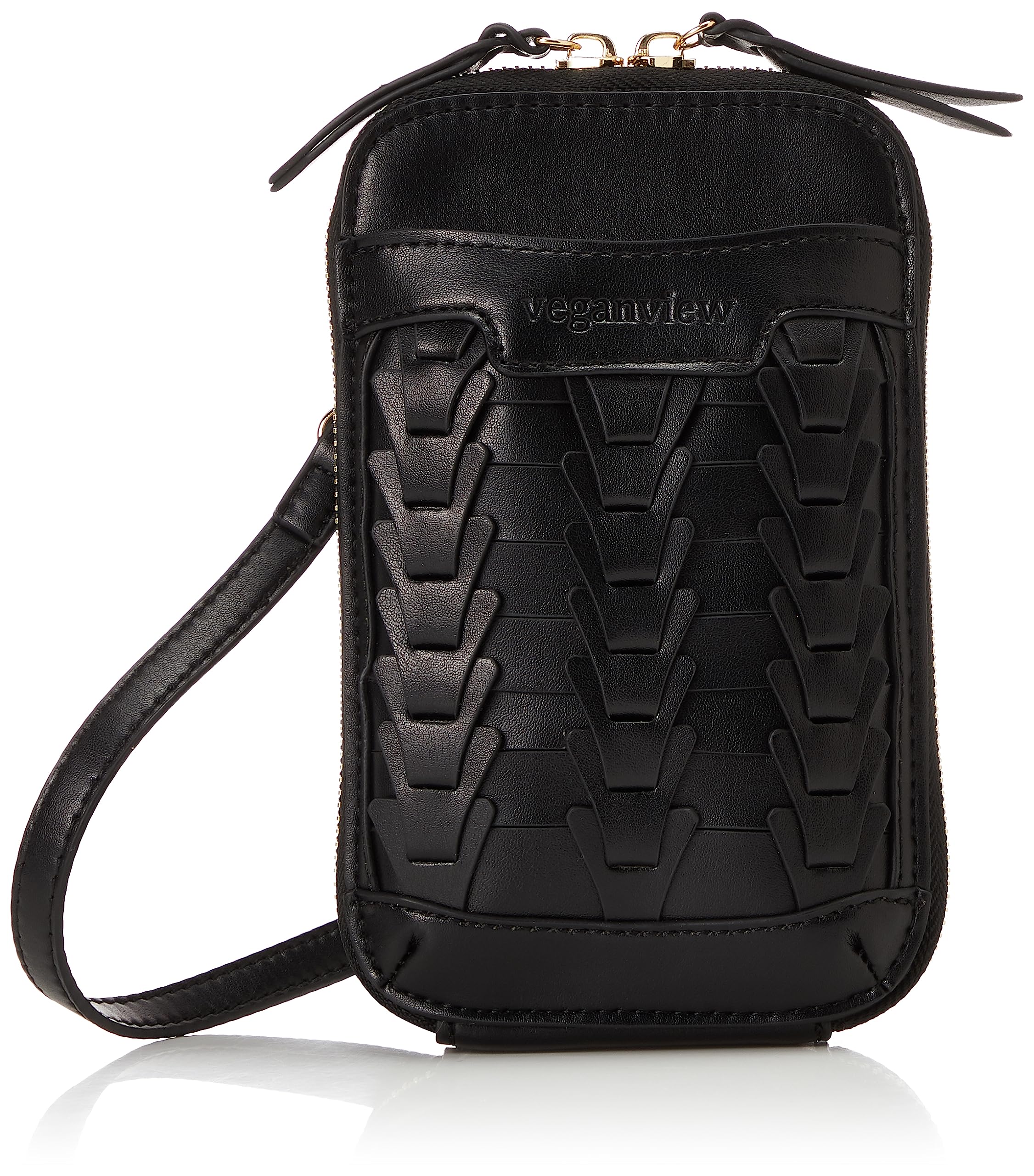 [Веганский взгляд] Черная сетчатая сумка через плечо для смартфона V-Piece VV00103 (10)