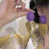 Chic Leaf Pendant Earrings Color Blocking Exaggerated Earrings Unique Vintage Drop Earrings  Party