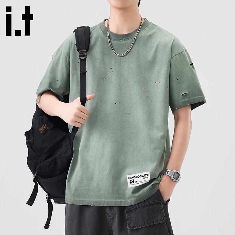 

:CHOCOOLATEit Men s Loose Fit Ink Splash Short Sleeve T-Shirt S