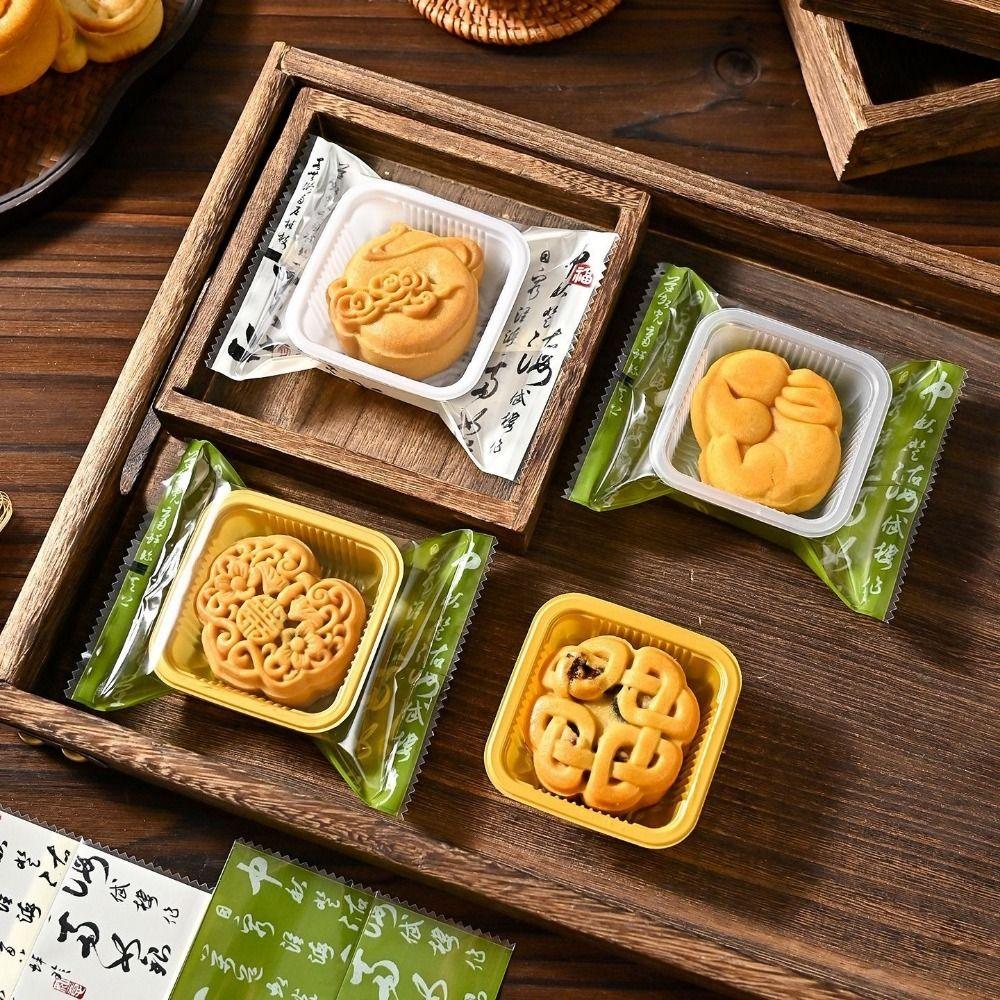100PCS Transparent Mooncake Bags Chinese Style Machine Seal Bags Food Storage Bags Egg Yolk Crisp