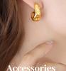 Elegant French Niche Brass C-Shaped Cheese Earrings - Non-fading, High Quality, Light Luxury