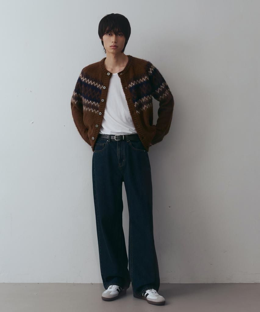 Nodu Diamond Hairy Brush Nordic Cardigan [Brown]
