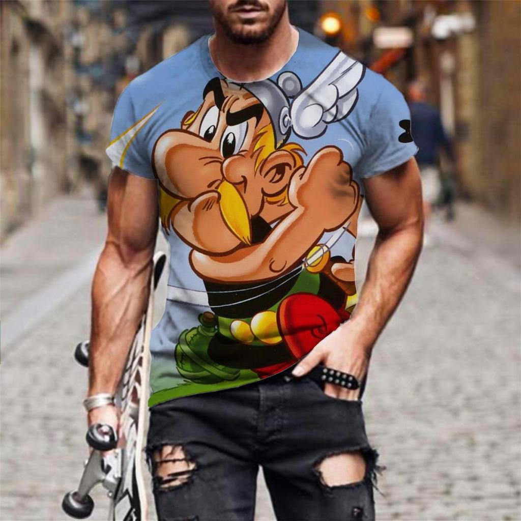 Anime Asterix and Obelix T-Shirt Cartoon 3D Print Men Women Short Sleeve T Shirts Oversized Harajuku Tees Tops Kid Clothing