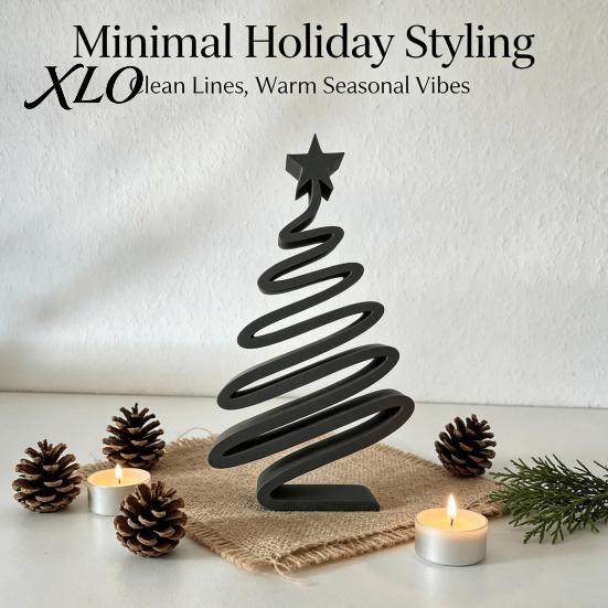 Office Desk Ornaments 3D Printed Minimalist Christmas Tree Desktop Ornament, Modern Holiday Table Indoor Outdoor Festive Display Sign for Living Room