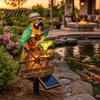 Ornement Solaire Unique pour Jardin Forme Perroquet Lumière avec Piquet de Sol Étanche Extérieur Cour Éclairage Automatique Chemin Éclairage pour Pelouse