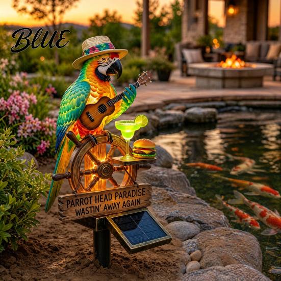 Ornement Solaire Unique pour Jardin Forme Perroquet Lumière avec Piquet de Sol Étanche Extérieur Cour Éclairage Automatique Chemin Éclairage pour Pelouse