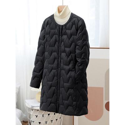 Autumn and Winter New Light Down Jackets Women's Medium and Long Round Neck Long Korean Version Collarless Inner Jacket