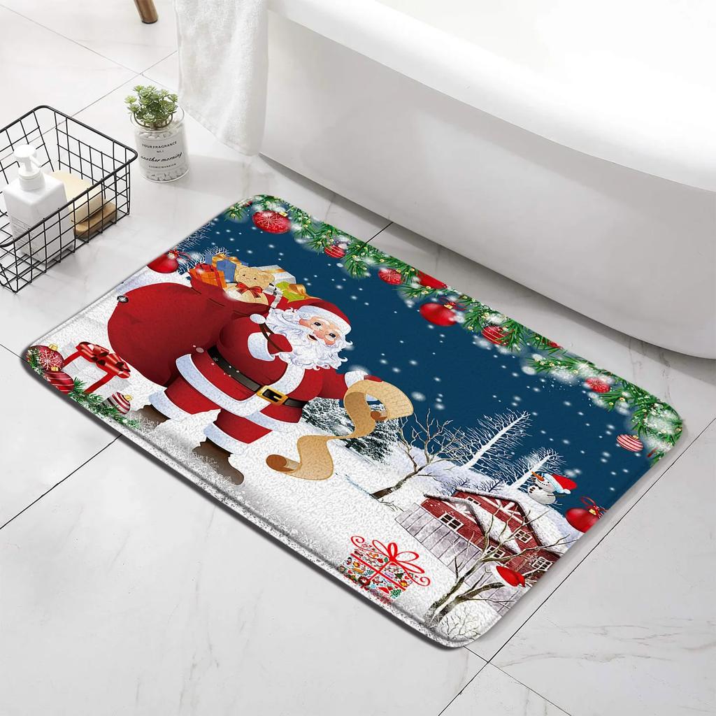 Winter Weihnachten Duschvorhang Set Niedlicher Schneemann Rote Vögel Geschenke Wald Zeder Neujahr Xmas Badezimmer Deko Duschvorleger Toilettensitzbezug