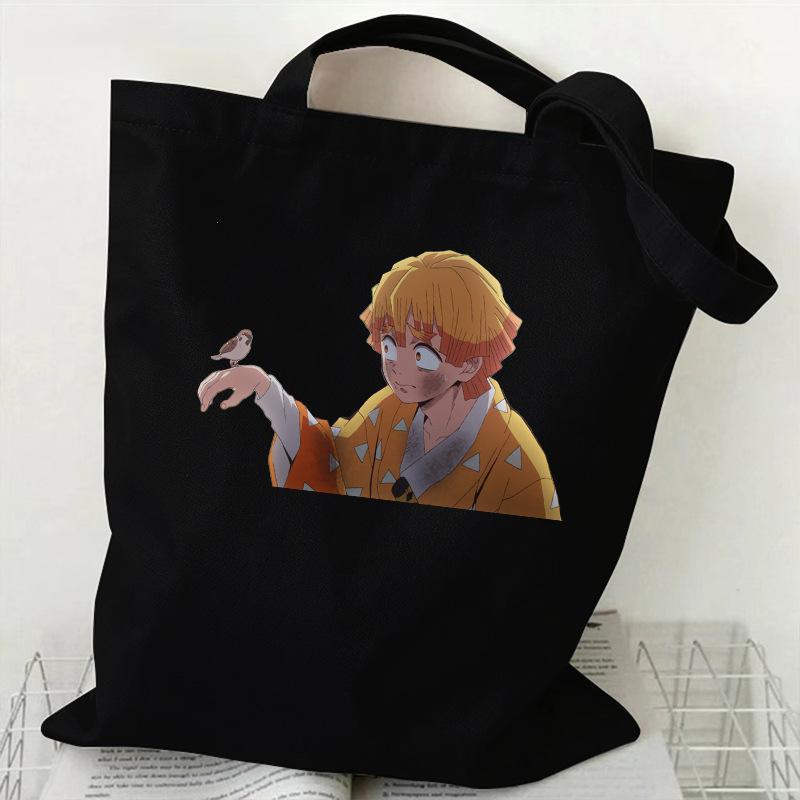 Japan Cartoon Comics Zenitsu Agatsuma Bedruckte Canvas-Tasche Große Kapazität Pendler-Tragetasche Lässige Umhängetasche für Damen 7563
