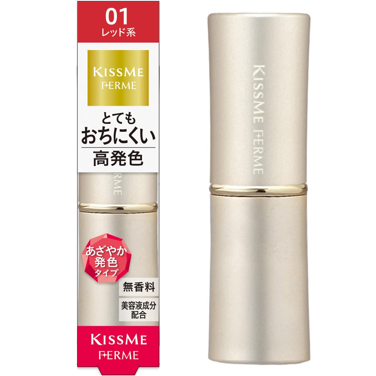 Kiss Me FERME Proof Сияющая помада 01 Ярко-красная Высокопигментированная помада, обеспечивающая 3,8 г яркого, стойкого цвета.