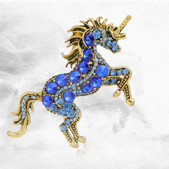 Retro Unicorn Brooch Rhinestones Inlaid Unicorn Lapel Pin Artistic Unicorn Brooch Pin Men Women Outfit Accessory for Clothes Scarves Bags Hats