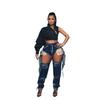 Women's Fashion Ripped Rhinestone Tassel Hip-Lifting Jeans