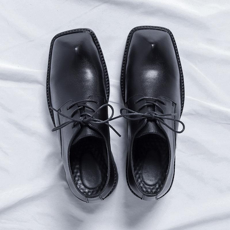 

Туфли из кожи в виде головы носорога, мужские, в британском стиле, на платформе, кексы и повседневные туфли в стиле ретро, дерби, одинарные туфли 85777-R 38 чёрный