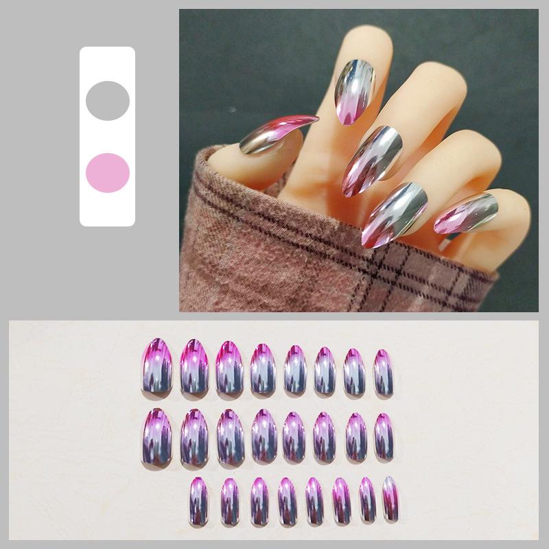 Duetové iridescentní lesklé odnímatelné laserové zrcadlové tipy umělých nehtů