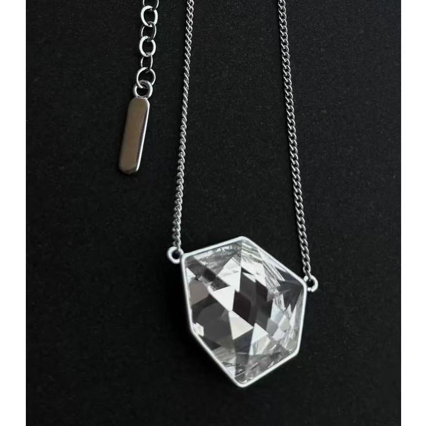 Korean Minimalist Geometric Crystal Earrings & Necklace Set with Adjustable Ring