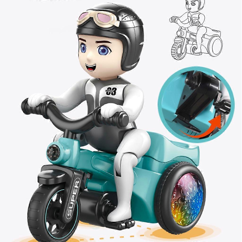 Electric Mini Car Toy Stunt Bike Toy for Kindergarten Interactive Learning Toy with Music Funny Gift for Activity Center  Orange