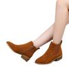 New large size pointed short boots suede British simple women's boots autumn and winter flat bottom side zipper bare boots