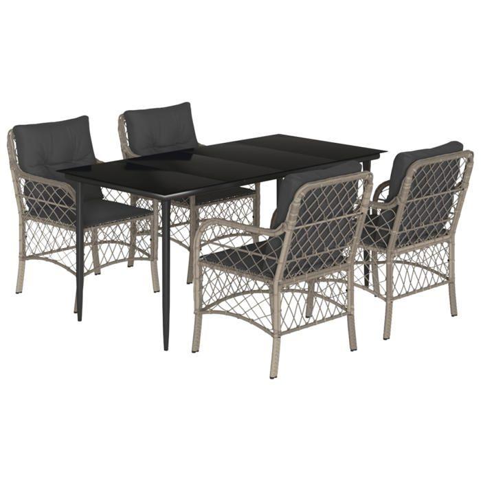 VidaXL Garden Dining Set with Cushions 5 Pcs, Patio Table and Chair, Patio Furniture, Outdoor Furniture, 3212169