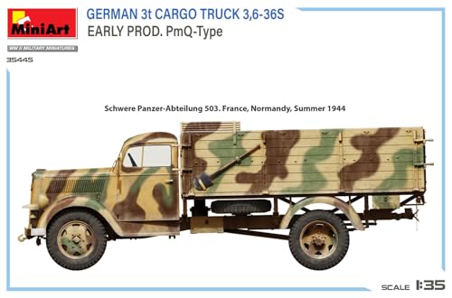 Miniart 1/35 Scale German 3-ton Cargo Truck 3,6-36S Early Model PmQ Type Plastic Model MA35445