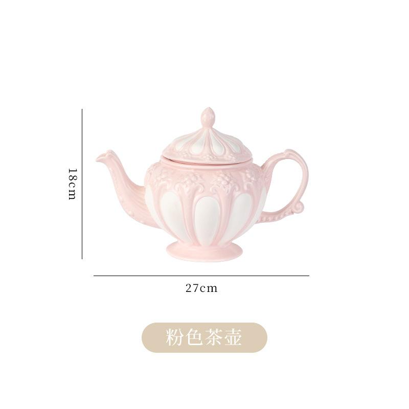 European Retro Coffee Cup and Saucer Set Afternoon Tea Coffee Teapot Dessert Plate Drinking Set Home Tea Set Office Ceramic Mug