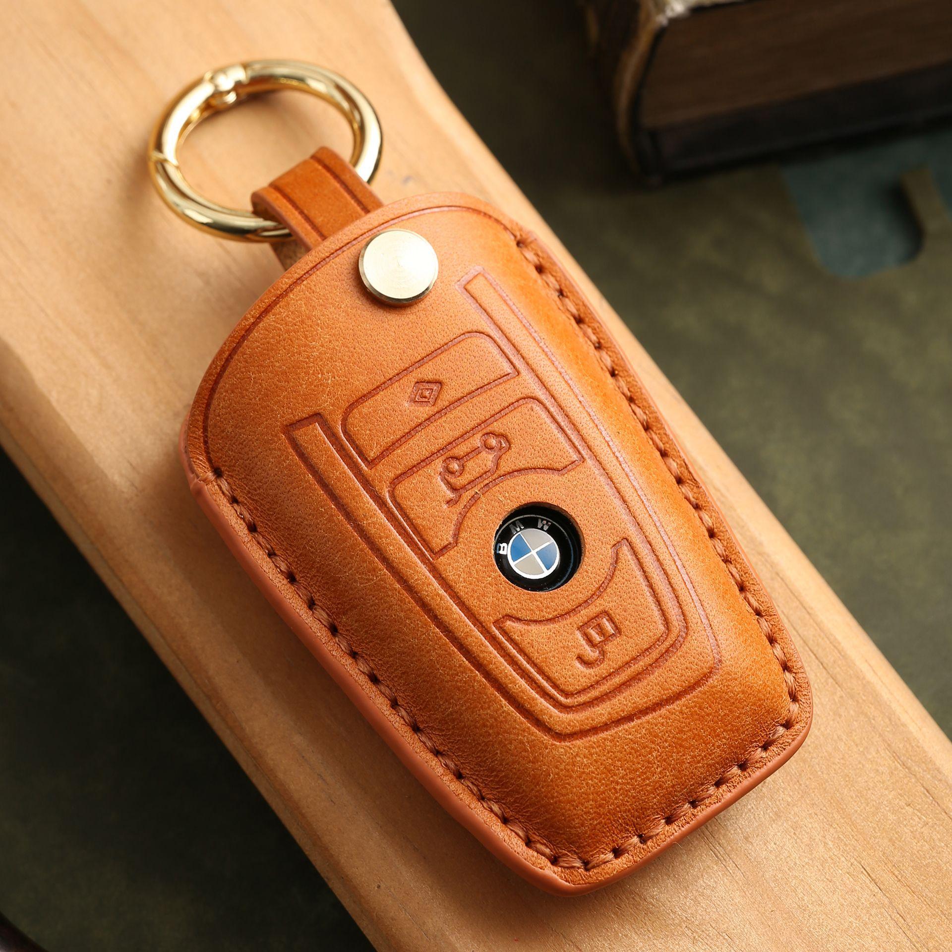 

Индивидуализированный чехол для ключа BMW подходит для старого автомобиля 3 серии 320li, 5 серии 525, упаковки из чистого кожаного чехла ручной работы, высококлассный оранжевый