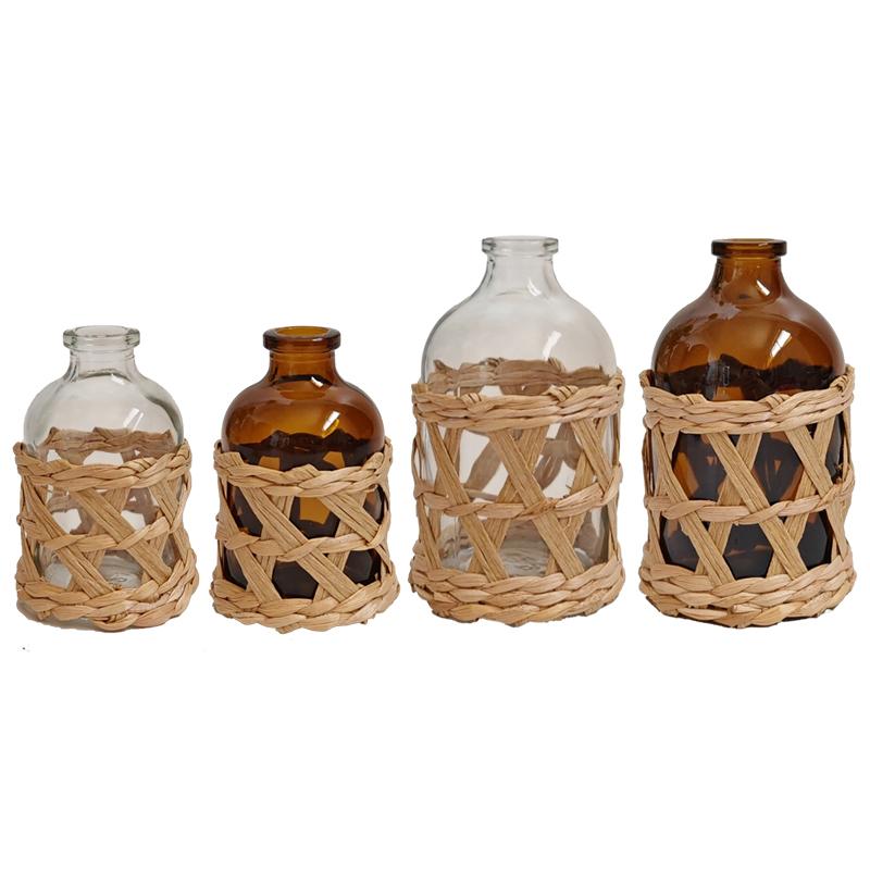1PC Home Natural Woven Bohemian Bottle Rattan Decor Eco-friendly Grass Macrame Aromatherapy Decorative 50ml/100ml