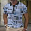 Simple Solid Color Block Pattern 3D Digital Printing Men's Casual Polo Shirt