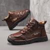 Men's High-top Leather Boots Casual Sneakers Outdoor Shoes