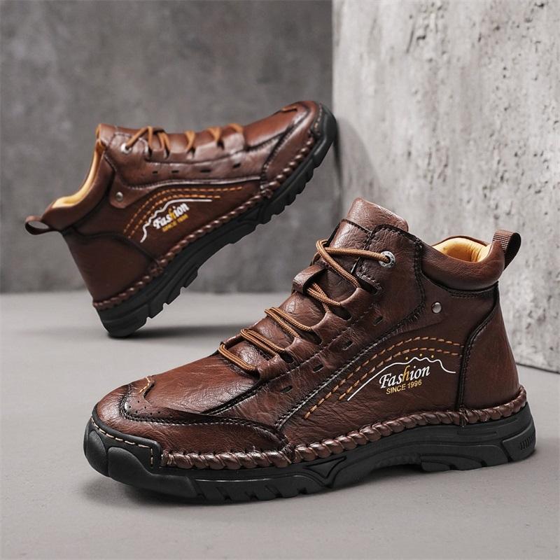Men's High-top Leather Boots Casual Sneakers Outdoor Shoes
