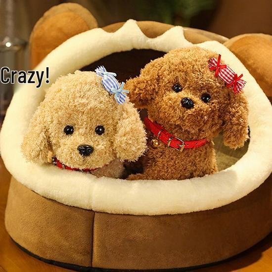Cute Teddy Dog Sleeping Plush Toy - Children's Companion Doll