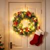 LED Christmas Wreath with PVC Pine Cones – Elegant Hanging Holiday Decoration for Windows