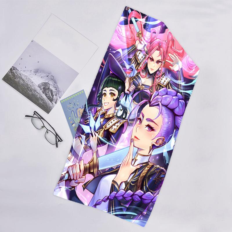 1pc KPop Demon Hunters6 Beach Towel, Beach and Seaside Swimming Pool Equipment, Fashion Pattern, Rectangular, Travel Essentials