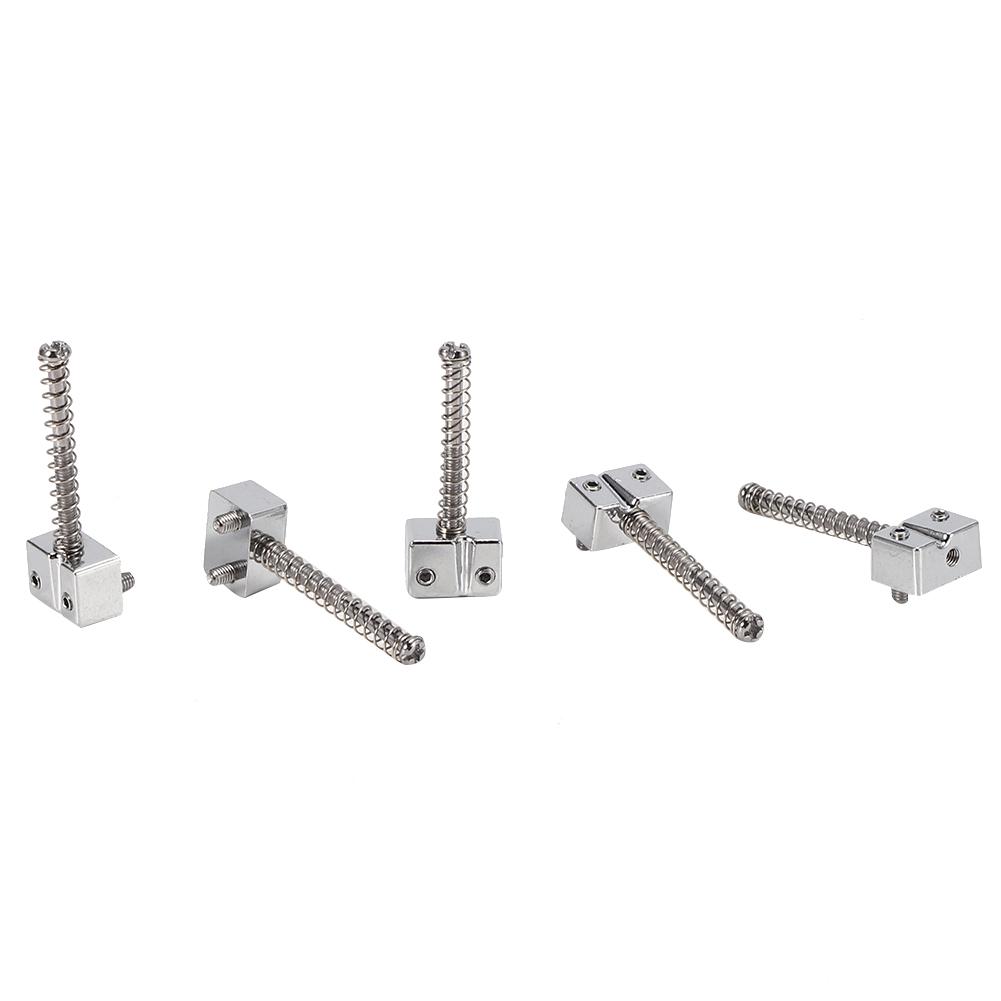 5Pcs Bass Bridge String Saddles for Bass Electric Guitar Replacement Part Spring ScrewsSilver
