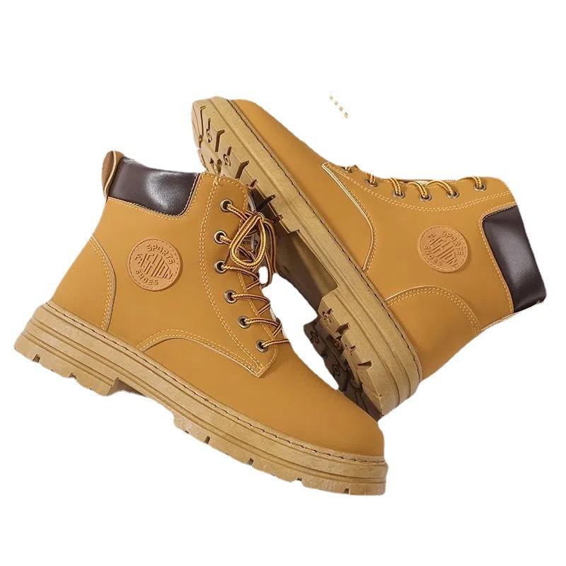 Martin Boots Men's Spring and Autumn High Top Workwear Boots British Style Short Boots Thick Soled Boots