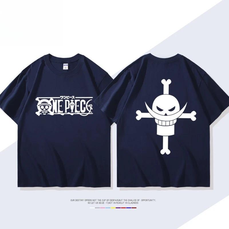 ONE PIECE Derivados de Animação Barba Branca Edward·Newgate Camiseta de Manga Curta Estampada Moda Masculina Feminina Top Solto de Algodão