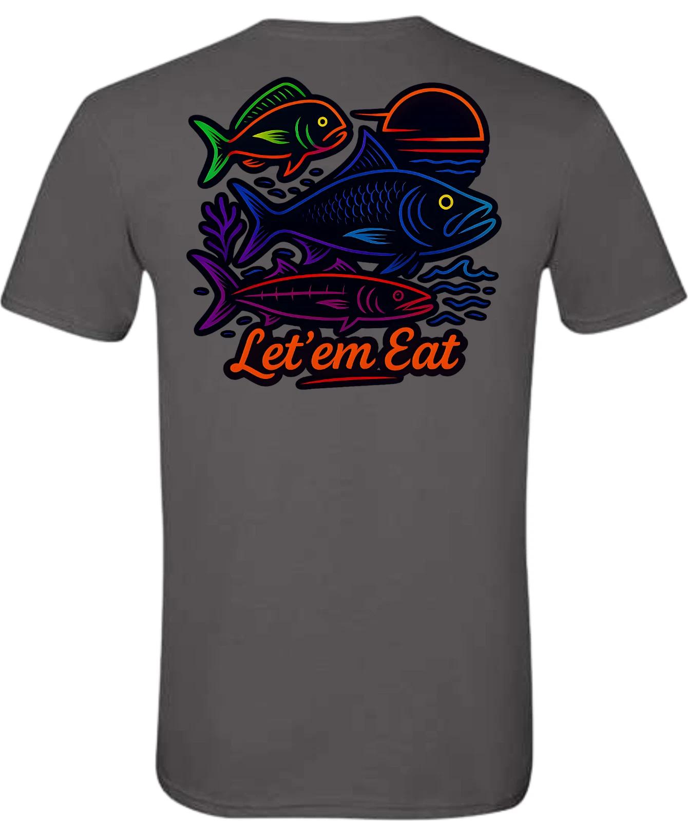 Пусть едят Неоновая футболка с коротким рукавом для морской рыбалки 2XL