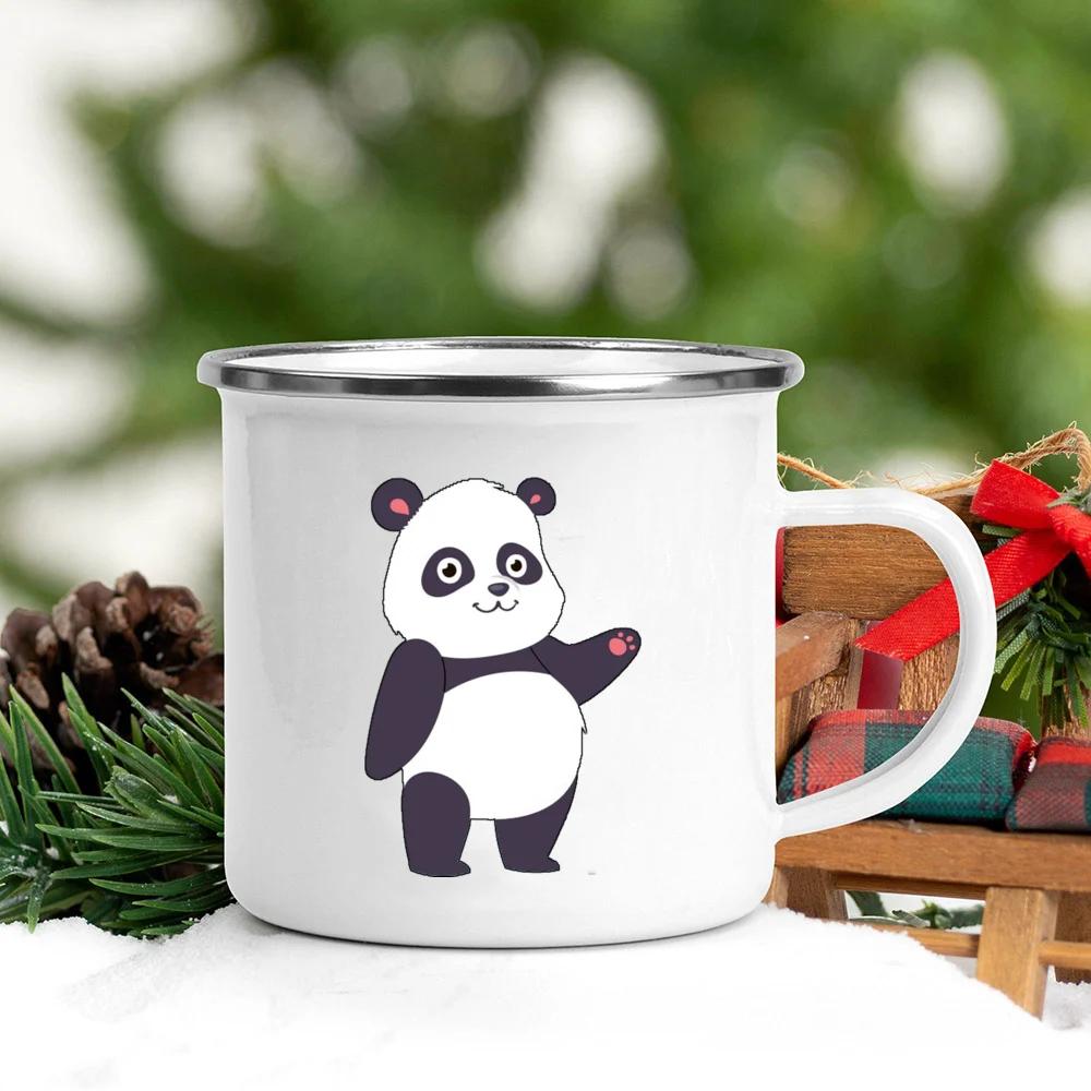 Panda Bear Mug Girlfriend Gift Ideas Cute Coffee Mug Panda Gifts Camper Decor Camping Enamel Mug Birthday Gifts for Friend