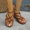 Women's Plus Size Summer New Sandals Toe Ring Woven Flat Slip-On Euro-American Casual Beach Shoes