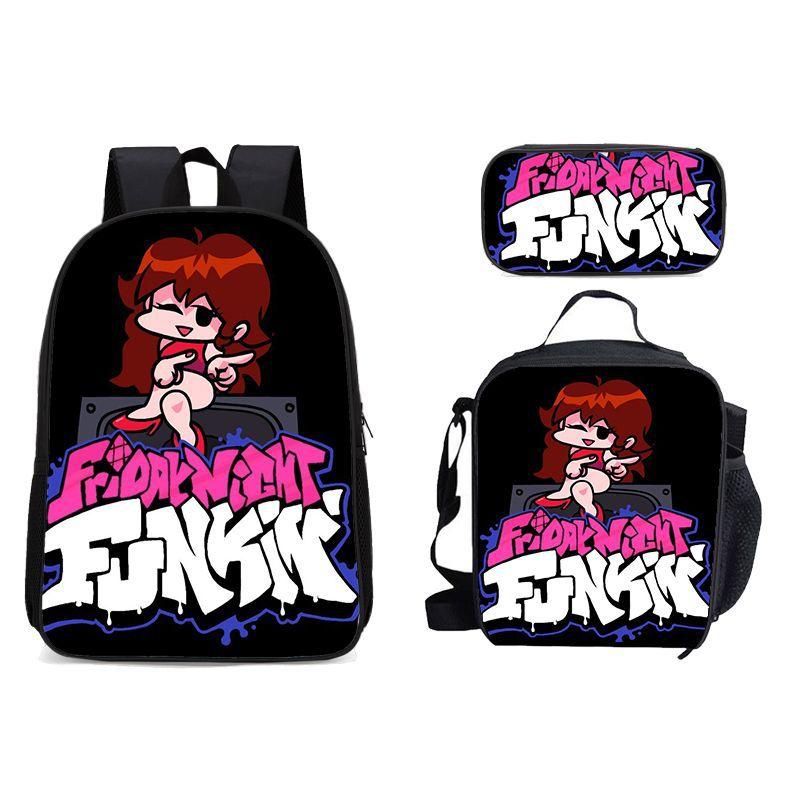 New Friday Night Funkin Backpack Three Piece Set Black Friday Korean Version Student Backpack Ice Pack Pencil Case Dropshipping